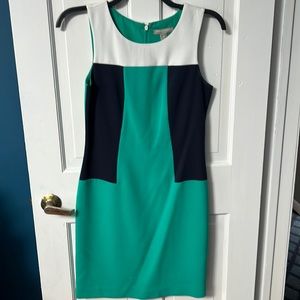 Banana Republic size 4 teal/blue/white color block professional dress